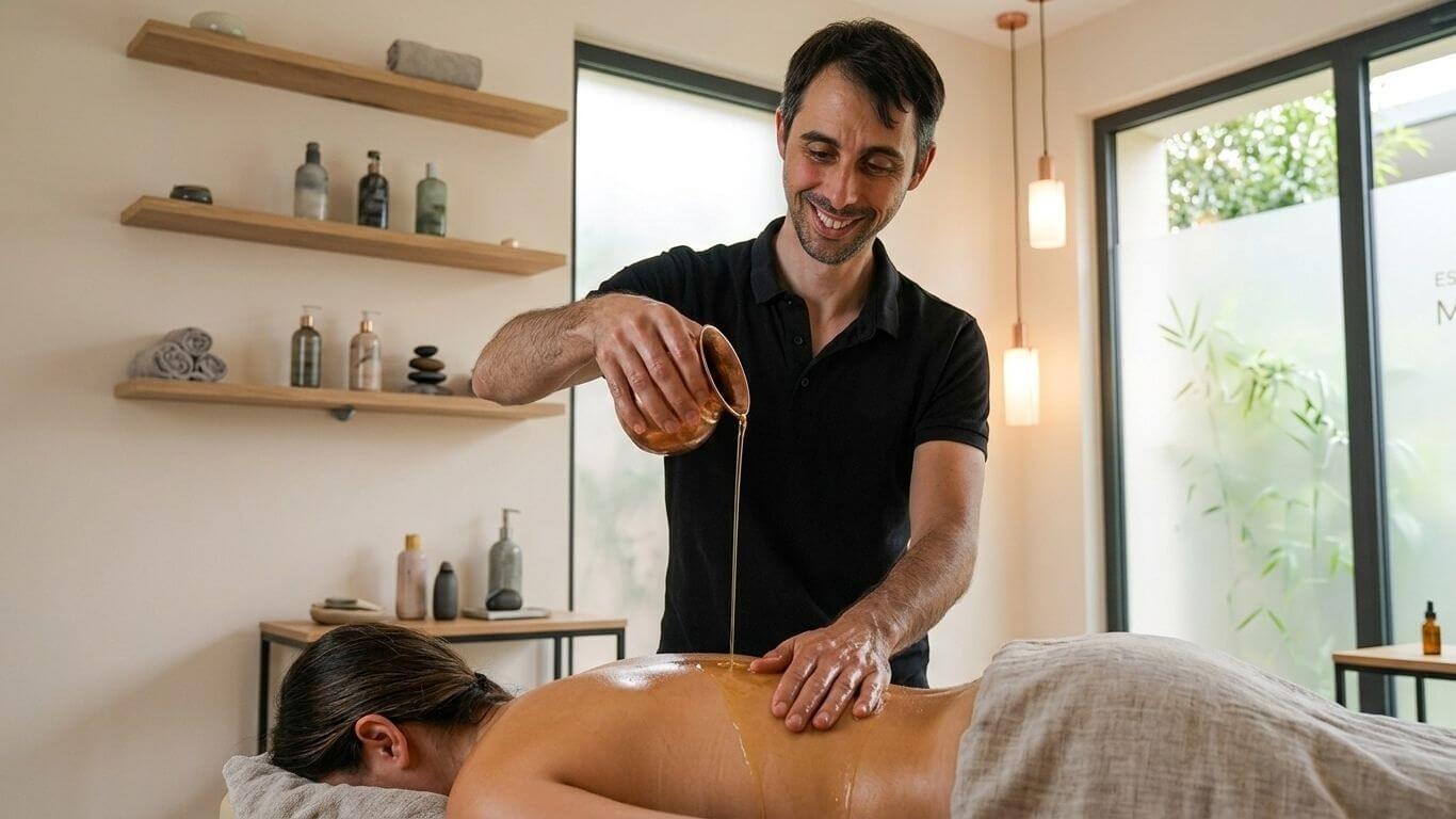 Massage Abhyanga corps complet — formation MRAUK-U à Vergèze